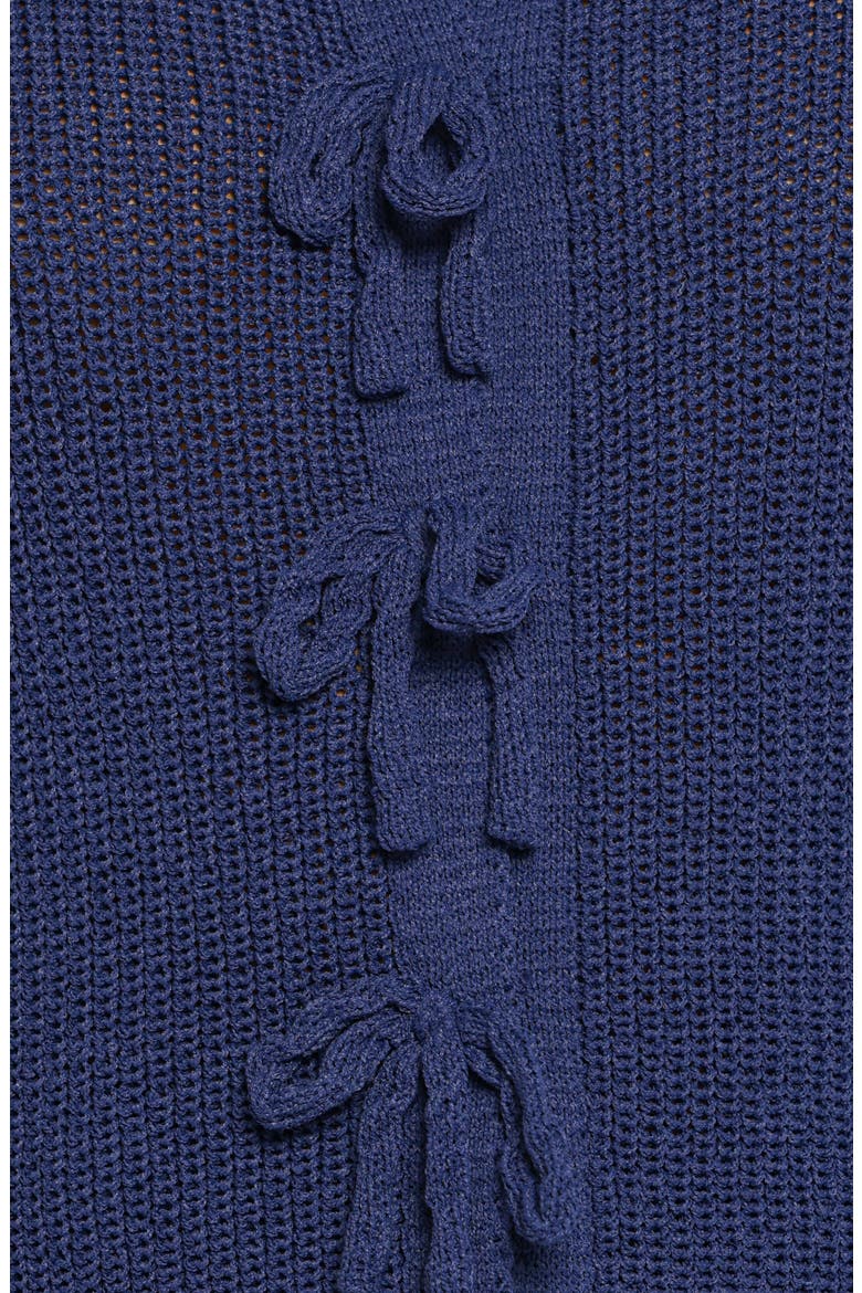 Gemma Bow Accent Short Sleeve Cardigan, Alternate, color, NAVY