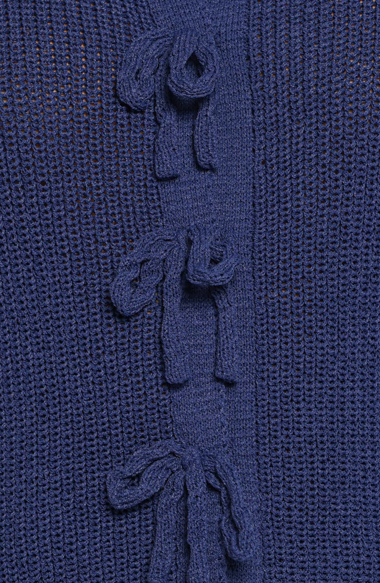 Petal & Pup Gemma Bow Accent Short Sleeve Cardigan, Alternate, color, Navy