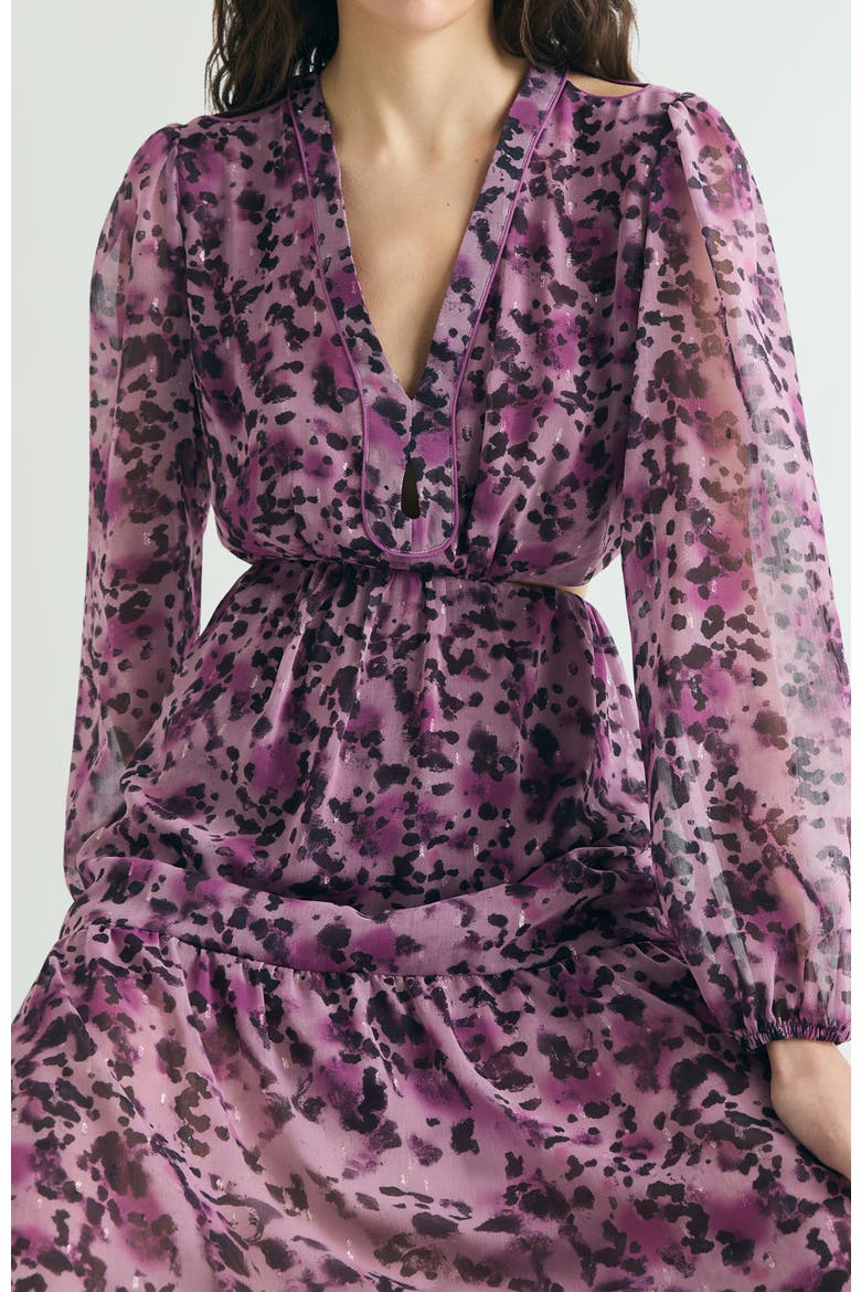Midi Dress Print Slits, Alternate, color, Mauve