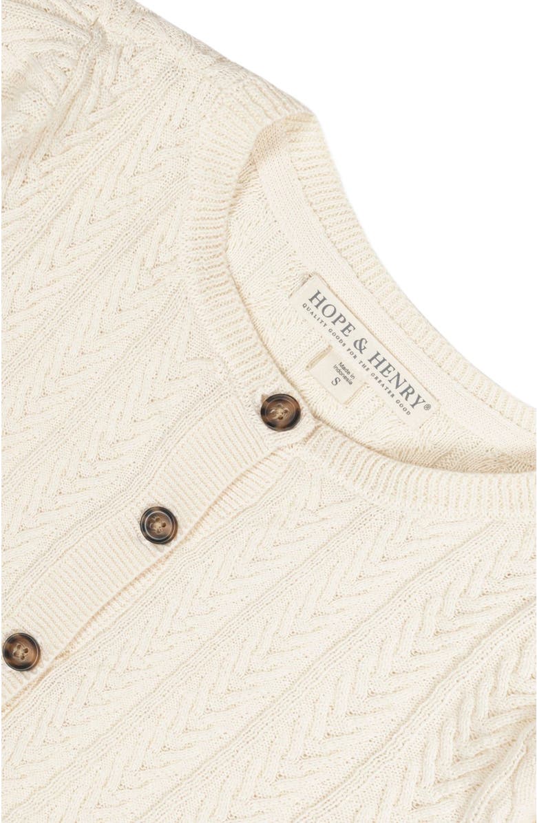 Hope & Henry Baby Girls' Organic Chevron Cable Cardigan, Infant, Alternate, color, Ivory Chevron Cable