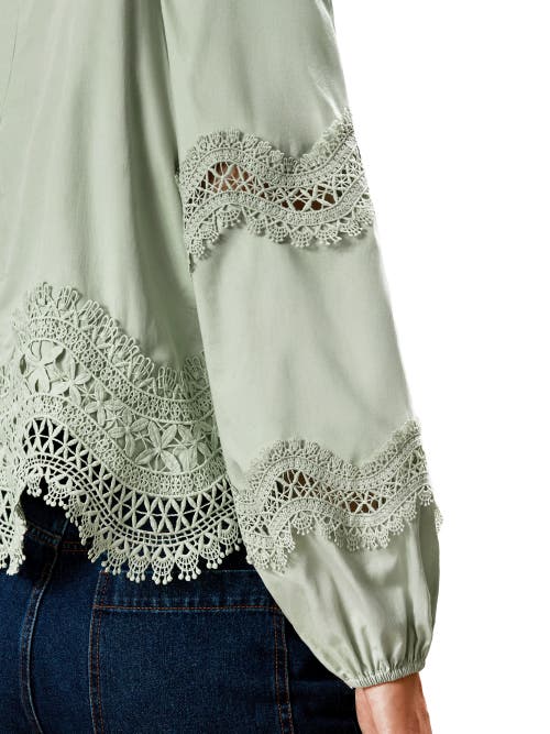 Ro&zo Womens Green Lace-embroidered Long-sleeve Cotton Blouse In Multi