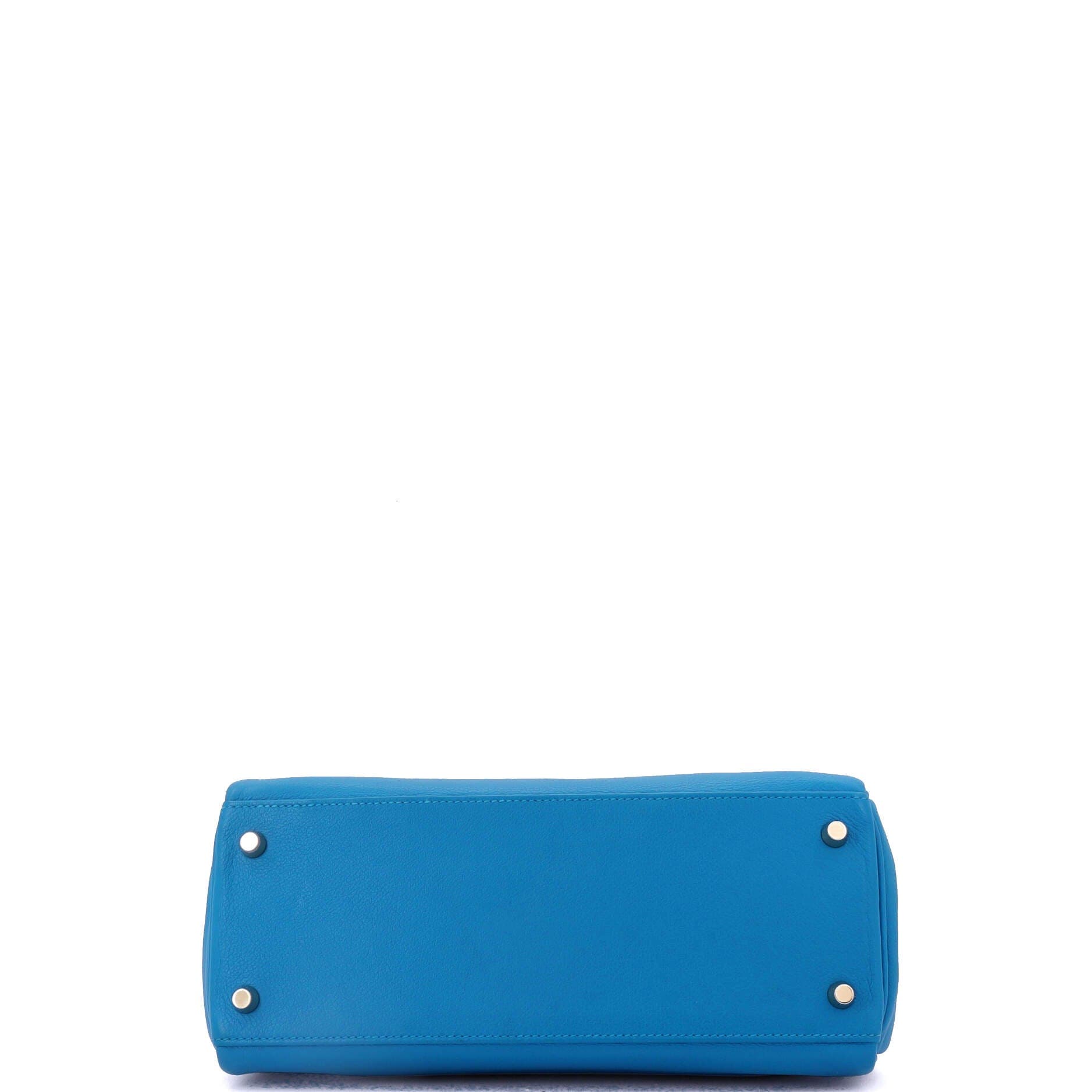 Pre-Owned Hermes Kelly Handbag Blue Evercolor with Gold Hardware 28, Alternate, color, Bleu Zanzibar