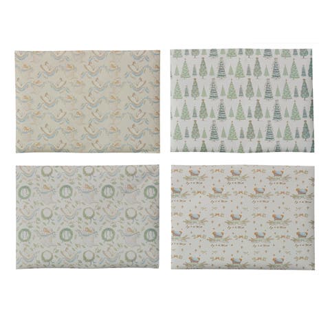 12-Roll Tree/Nativity Patterned Wrapping Paper Sheets, Multicolor