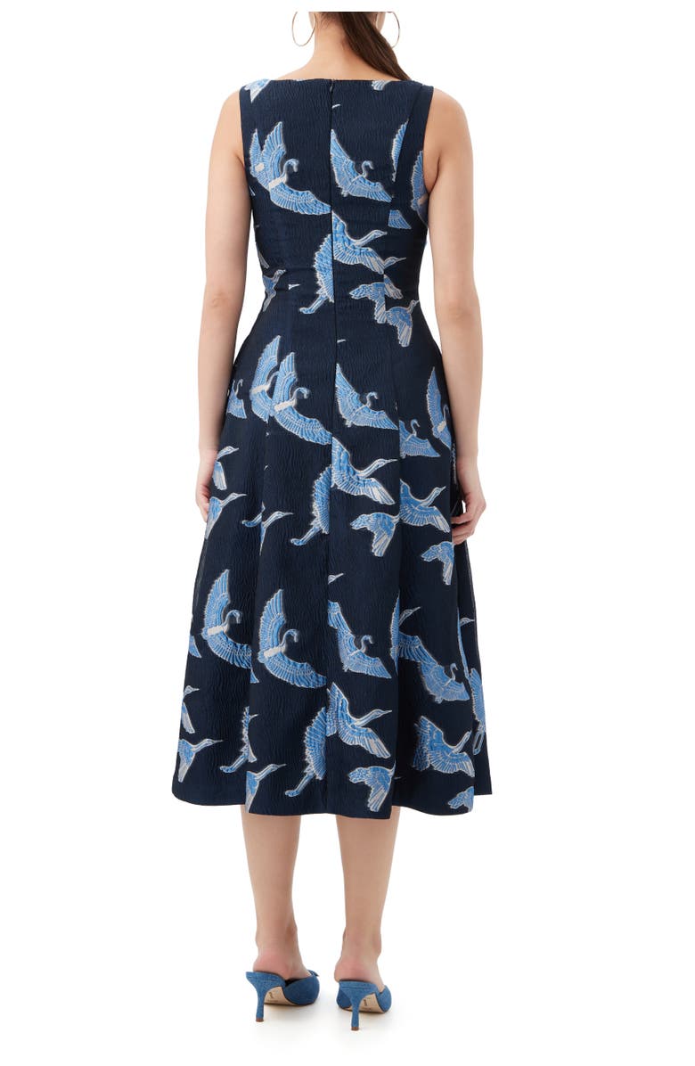 Trina Turk Valor Crane Midi Dress, Alternate, color, Ink Multi