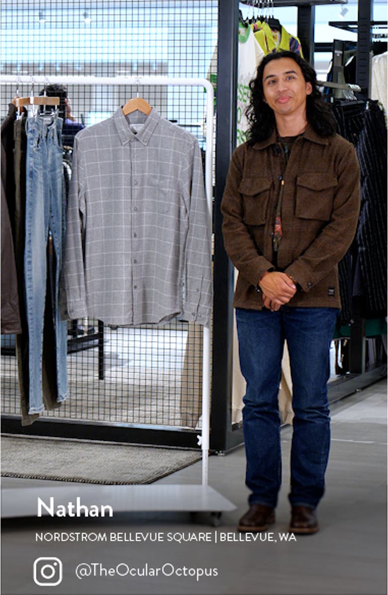 Trim Fit Plaid Flannel Button-Down Shirt, sales video thumbnail