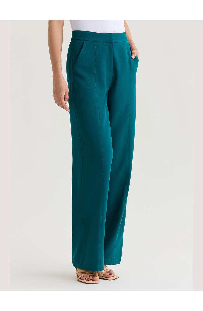 Misook Naomi Wide Leg Crepe de Chine Pant, Alternate, color, Spruce