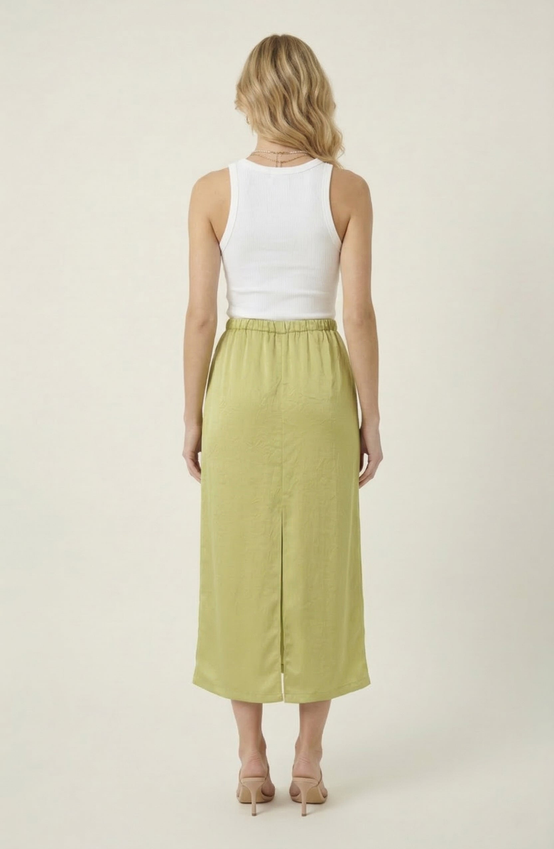 Modenaire Midi Skirt, Alternate, color, Chartreuse