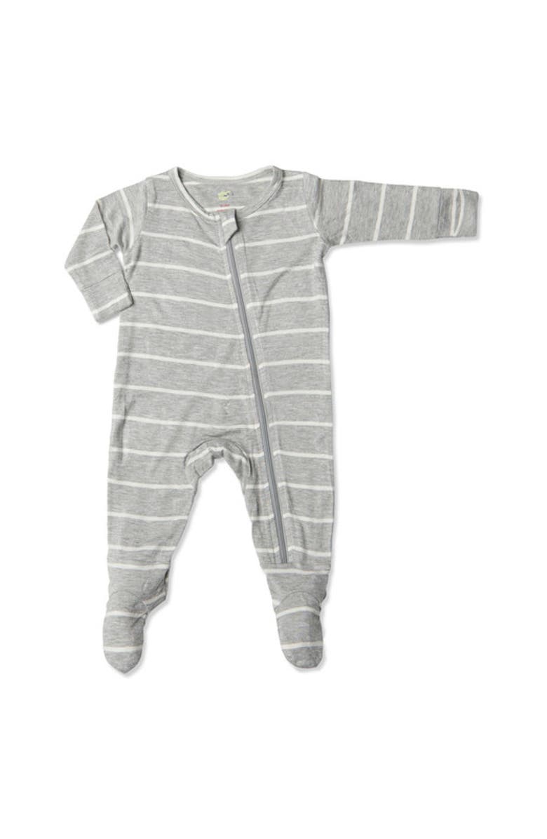 Everly Grey Jersey Long Sleeve Footie, Main, color, Heather Grey Stripe