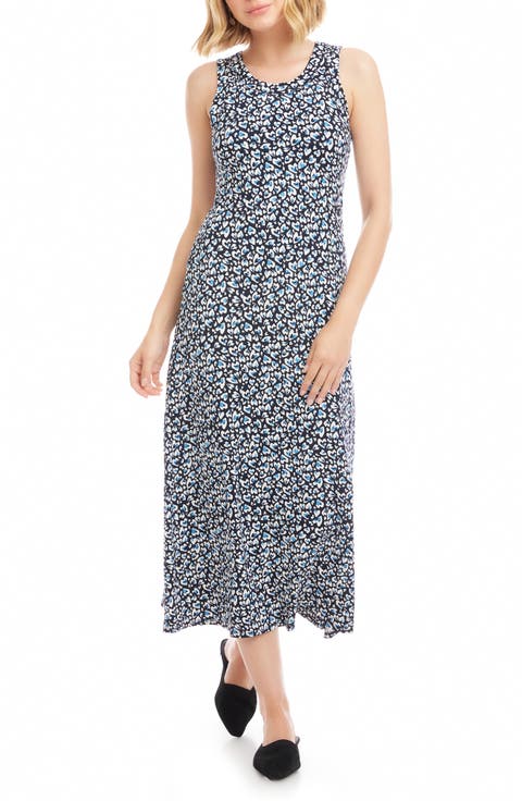 Painted Heart Print Sleeveless Midi Dress (Petite)