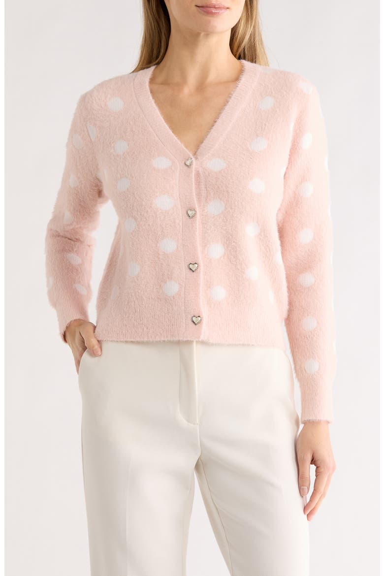 Polka Dot Cardigan, Main, color, PALE PINK/ WHITE