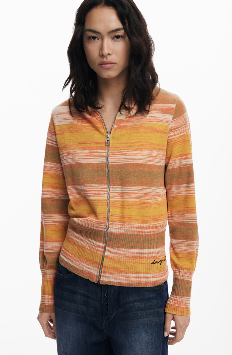 Desigual Space Dye Sweater Hoodie, Alternate, color, Orange