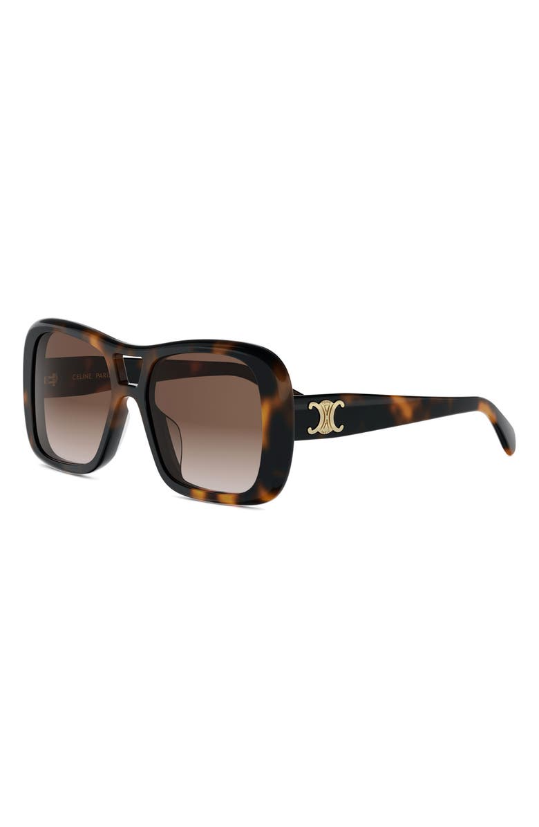 CELINE Triomphe 55mm Gradient Pilot Sunglasses, Alternate, color, Blonde Havana / Gradient Brown