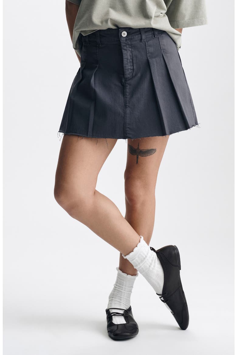Pleated Stretch Cotton Twill Skort, Main, color, ANTHRACITE COLORED T