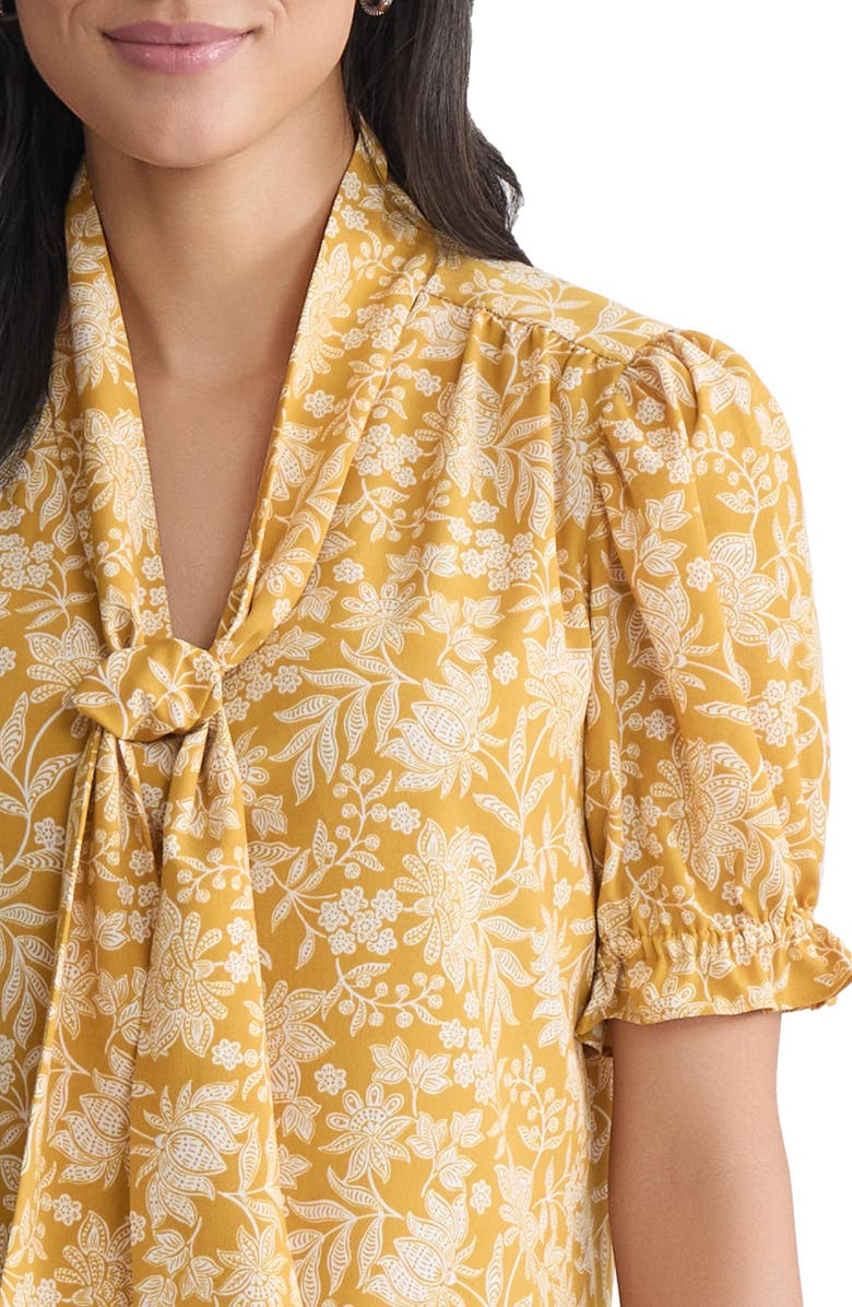 Jones New York Tie Neck Puff Sleeve Top, Alternate, color, Jonagold/ Jones White