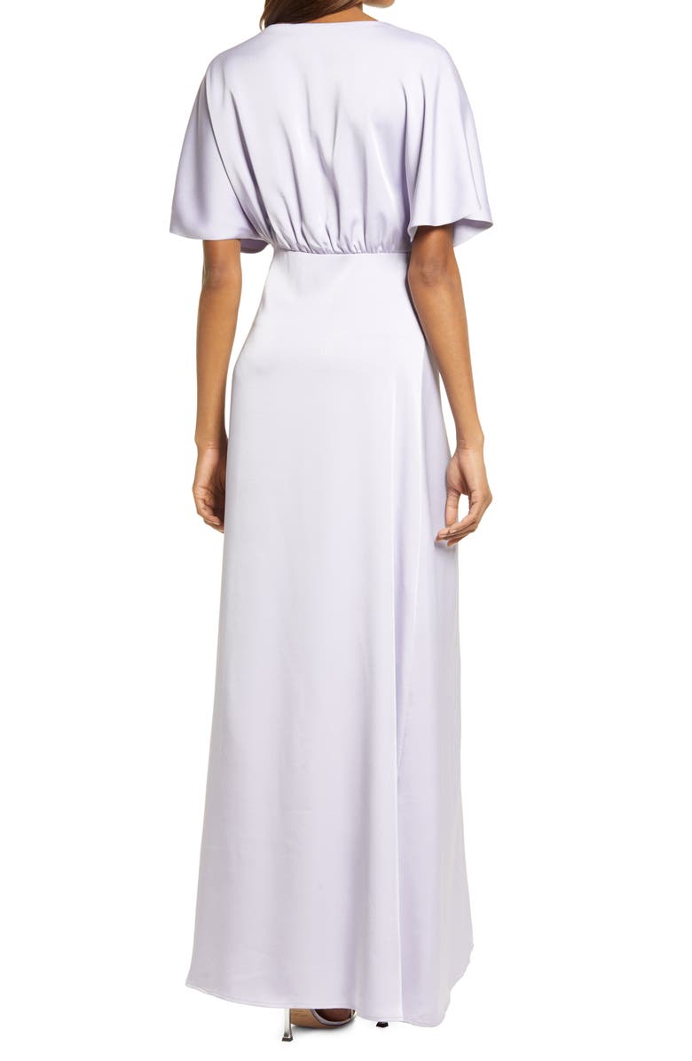 WAYF The Chiara Flutter Sleeve Satin Dress, Alternate, color,