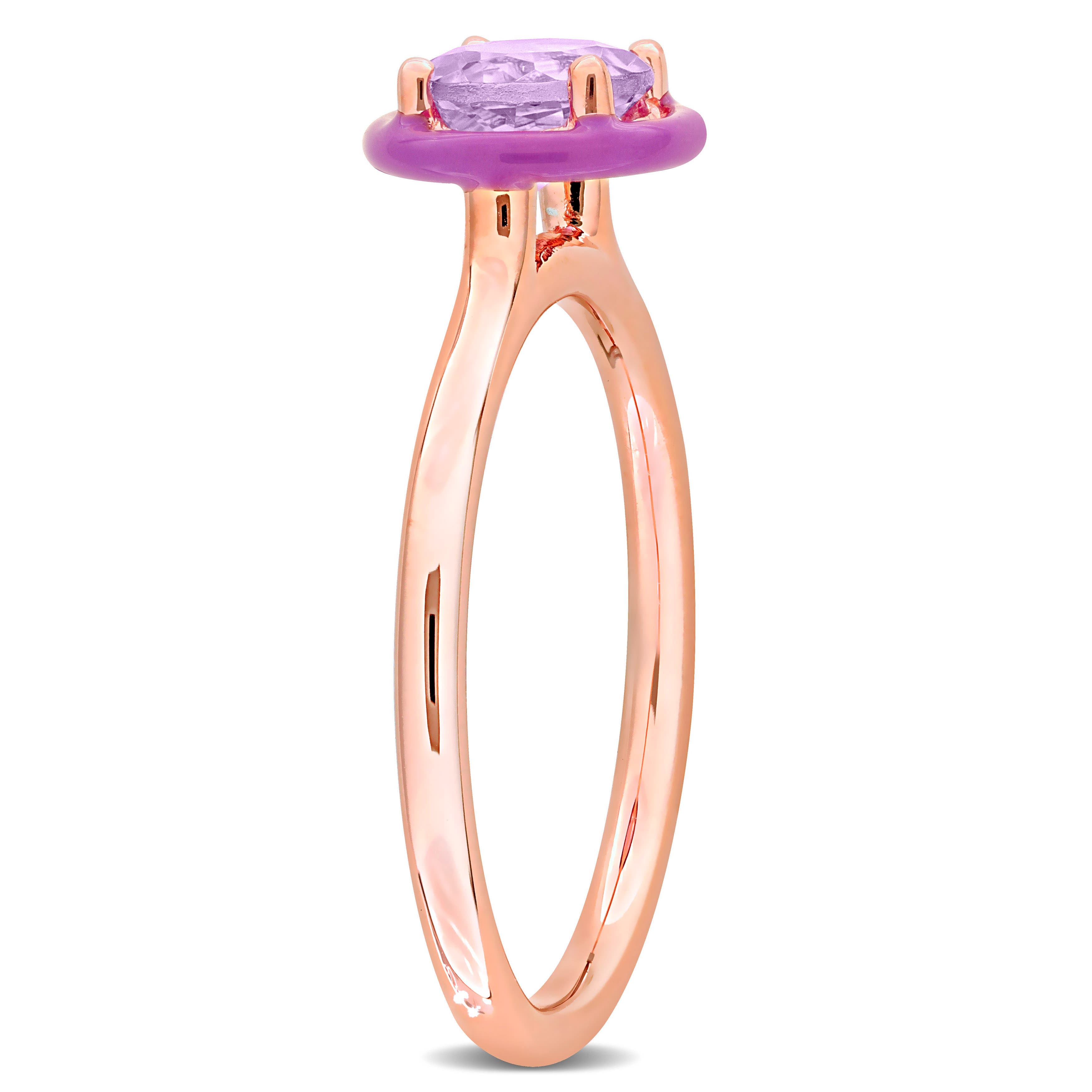 Julianna B. Gemstone & Enamel Halo Solitaire Ring (Women) | Nordstrom