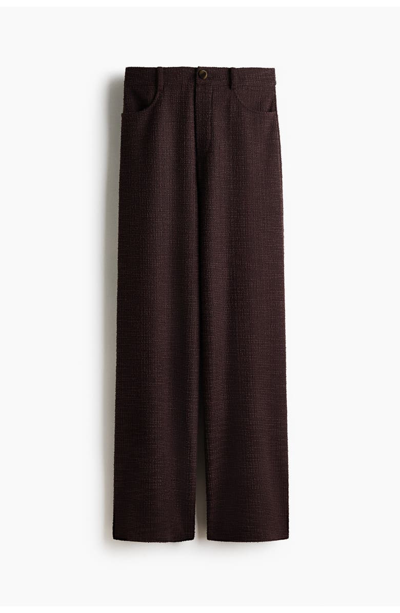 H&M Wide Bouclé Trousers, Main, color, Dark Brown