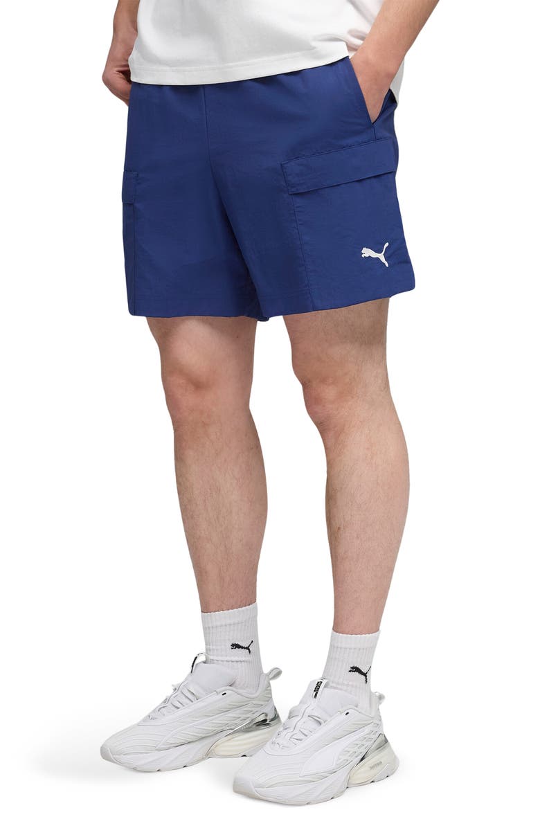 PUMA Wardrobe Essentials Relaxed Cargo Shorts, Alternate, color, Blue Jewel