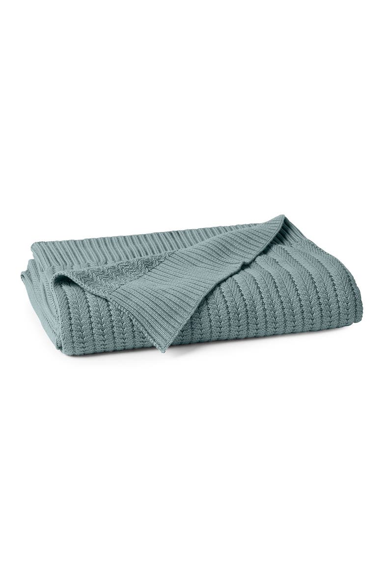 Casa Loma Organic Knit Throw Blanket, Main, color, LAGOON