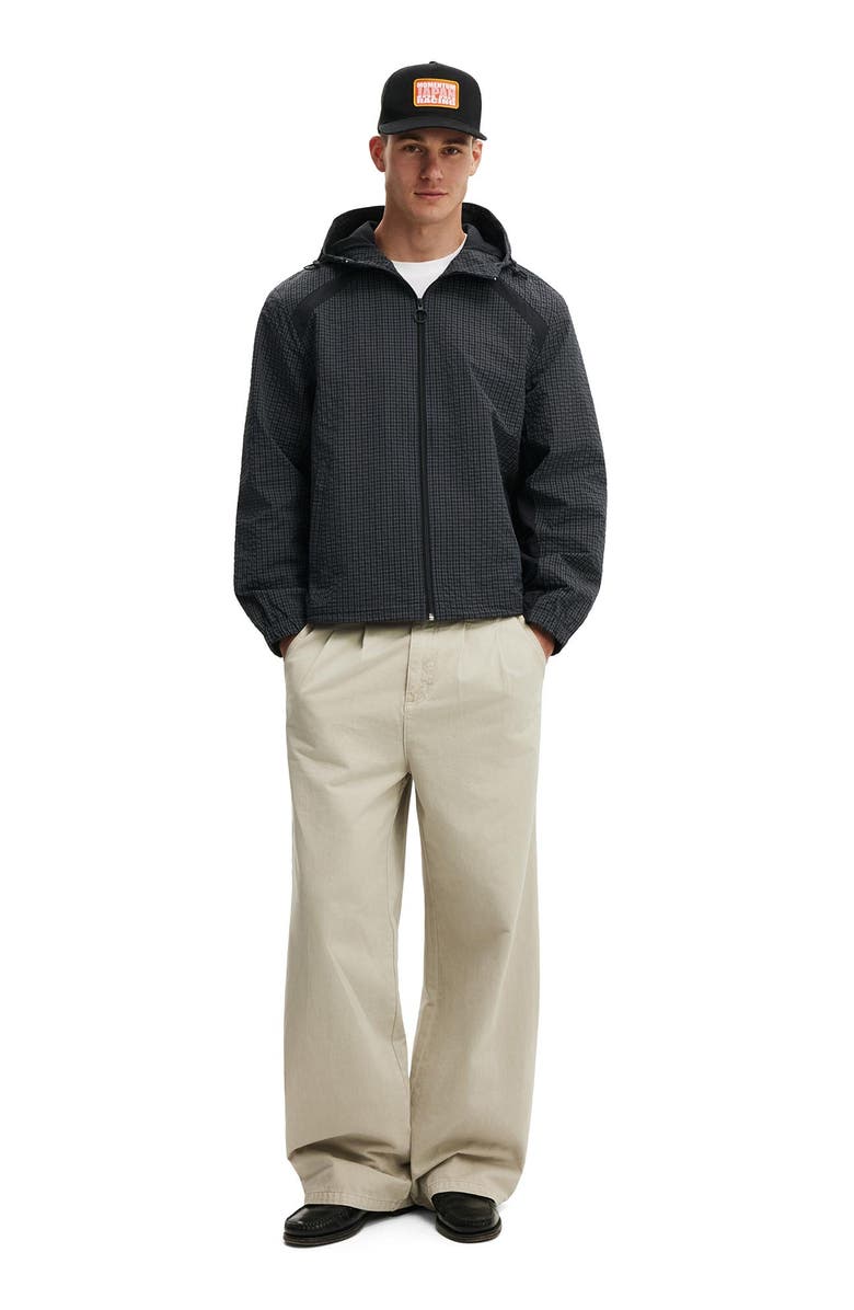 Cotton On Men's Hooded Spray Jacket, Alternate, color, Slate Check