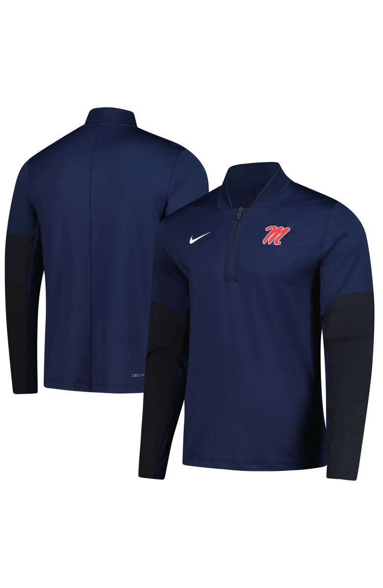 Nike Men's Nike  Navy Ole Miss Rebels Dri-FIT Half-Zip Pullover, Main, color, Navy