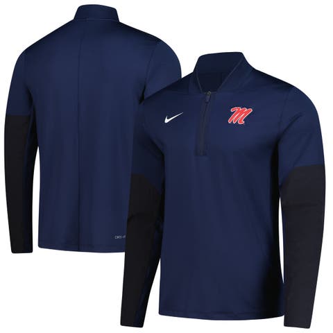 Men's Nike  Navy Ole Miss Rebels Dri-FIT Half-Zip Pullover