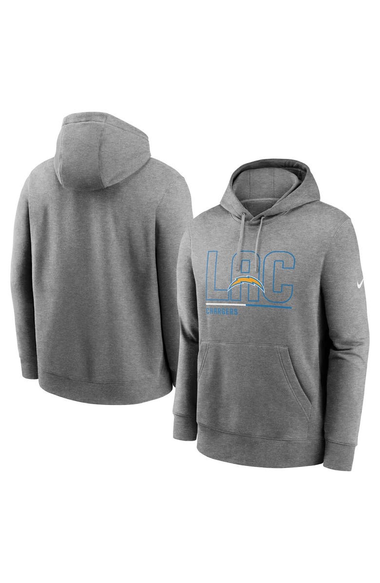 Nike Men's Nike Heathered Gray Los Angeles Chargers City Code Club Fleece Pullover Hoodie, Main, color, Heather Gray