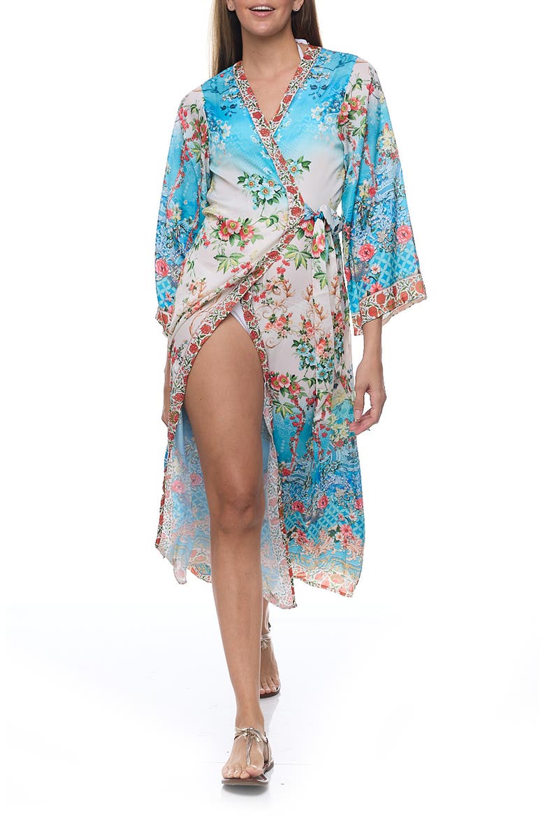 Floral Cover-Up Wrap, Alternate, color, BLUE