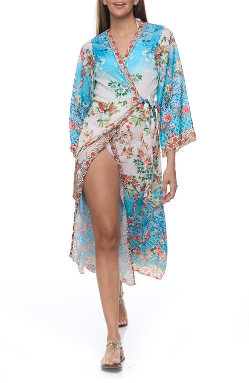 Ranee's Ranees Floral Cover-up Wrap In Blue