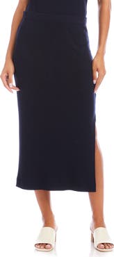 Karen Kane Rib Side Slit Midi Skirt