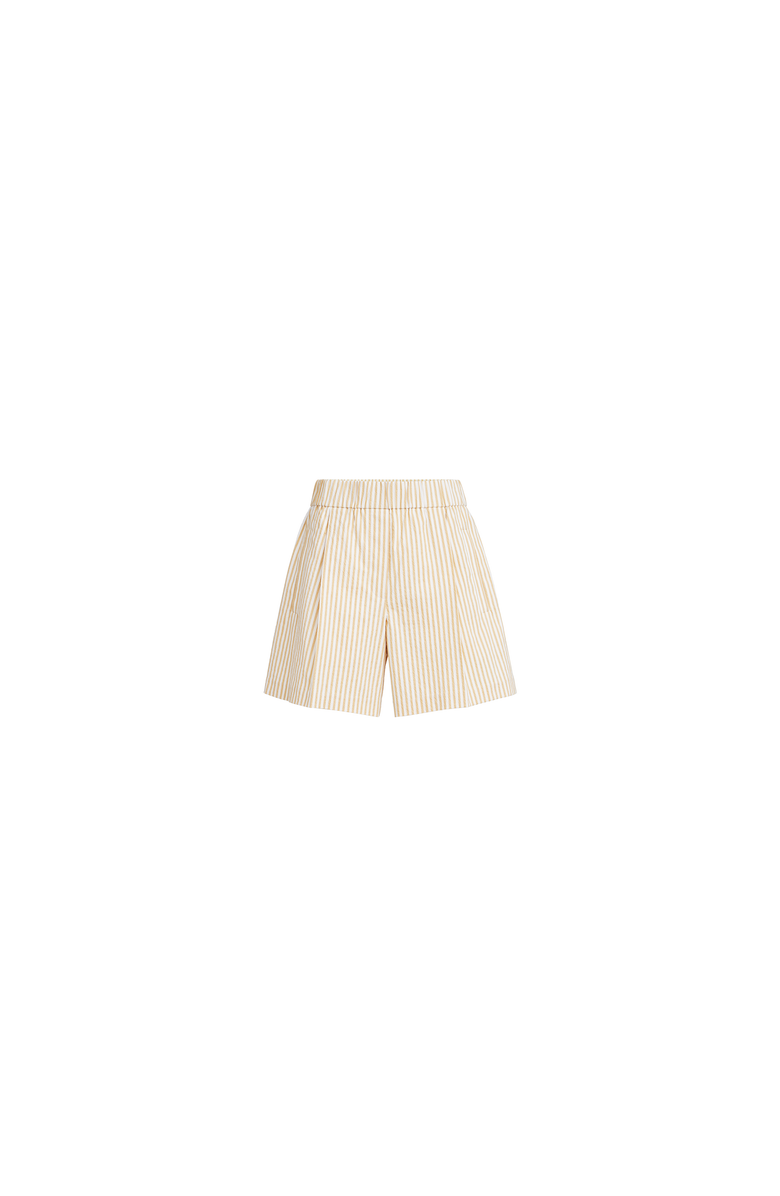 Brunello Cucinelli Striped seersucker shorts, Alternate, color, Yellow