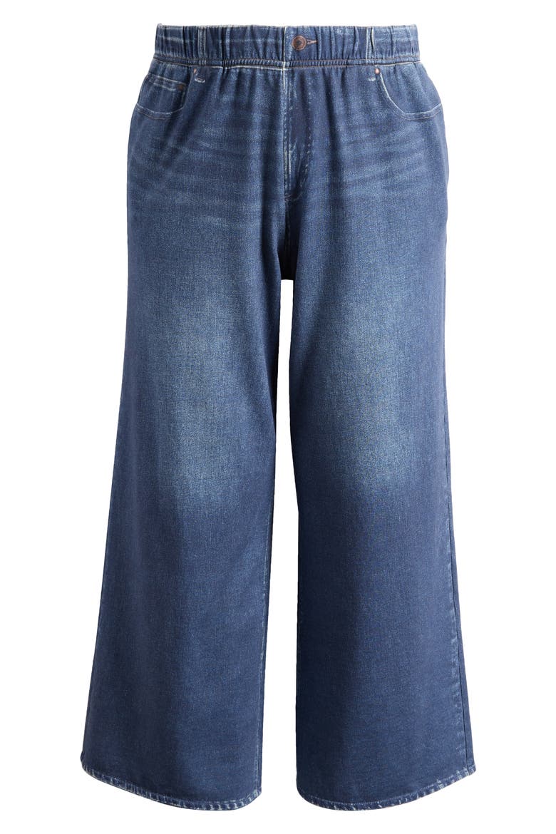 Claude Printed Denim Wide Leg Pull-On Pants, Alternate, color, WASHED PRINTED BLUE