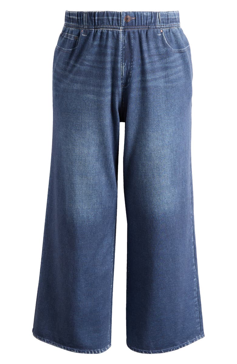 Universal Standard Claude Printed Denim Wide Leg Pull-On Pants, Main, color, Washed Printed Blue