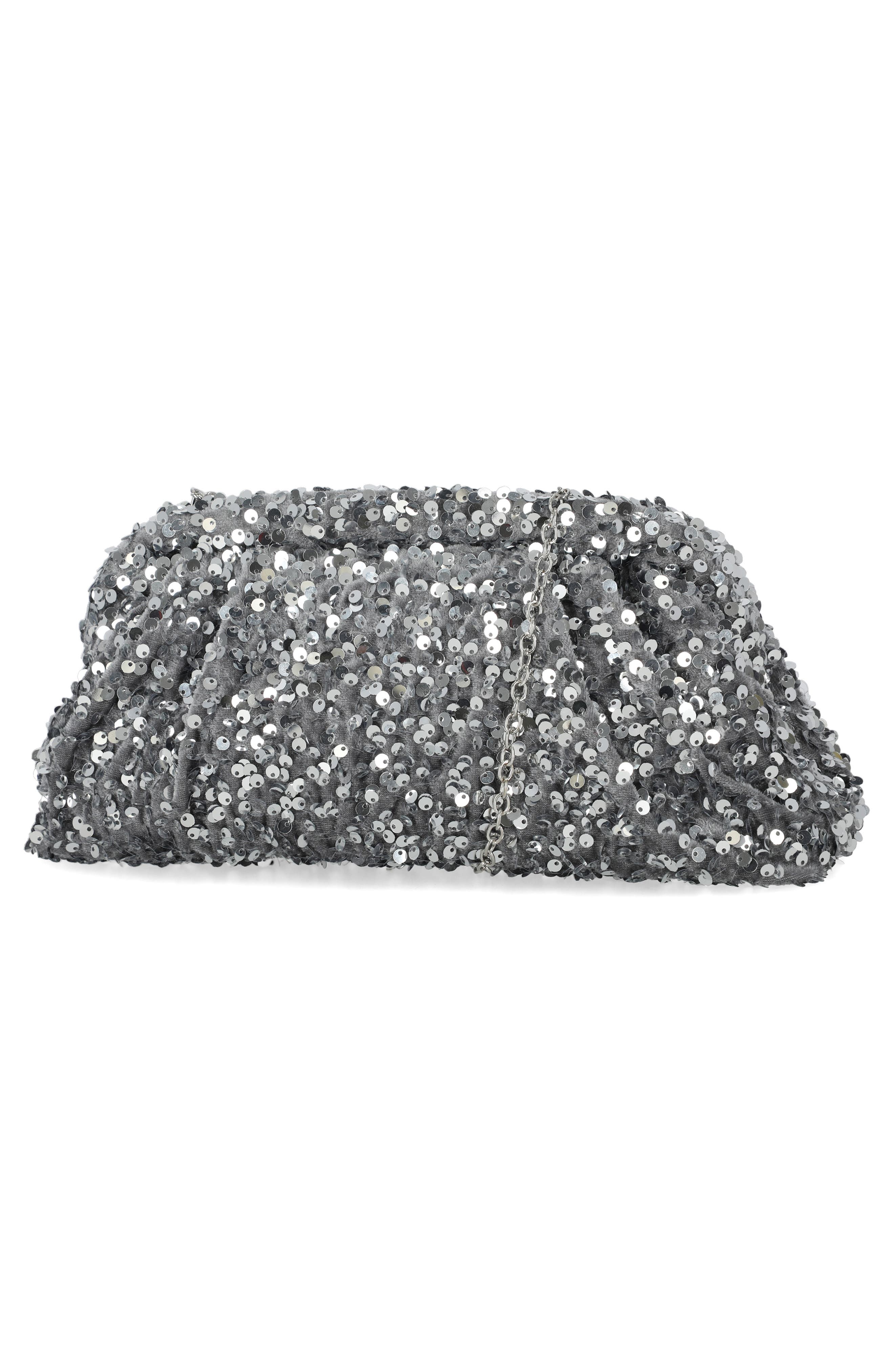 Janie Sequins Clutch, Alternate, color, SILVER