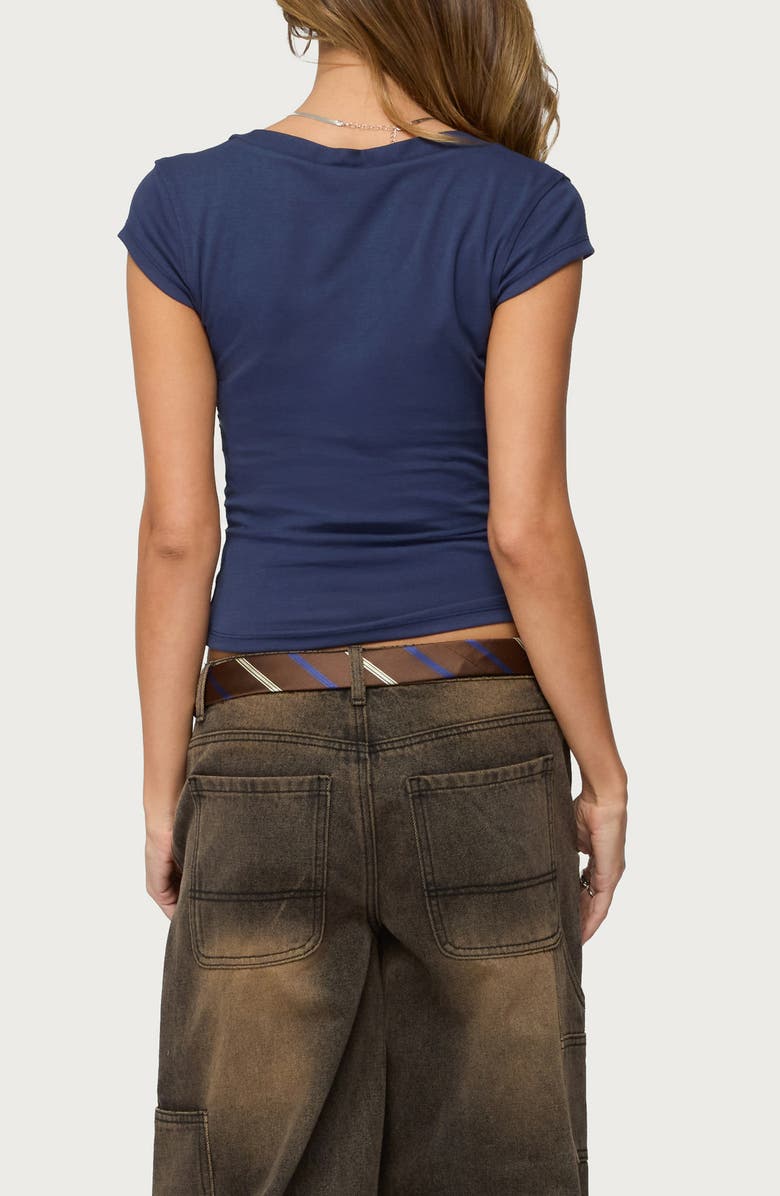 EDIKTED Alza Crop Stretch Cotton Blend Button-Up Top, Alternate, color,