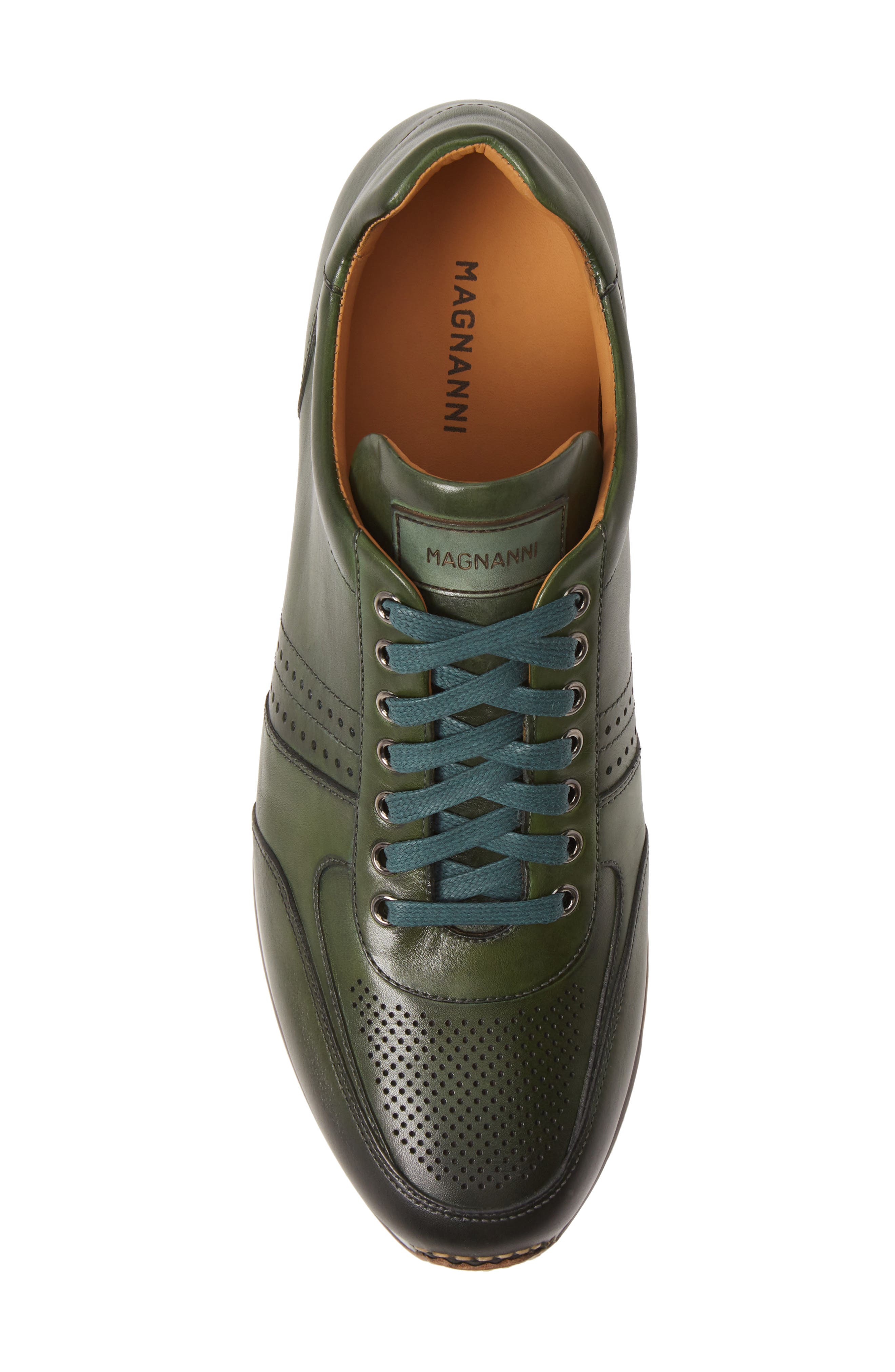 Magnanni Marlow Sneaker, Alternate, color, Verde Leather