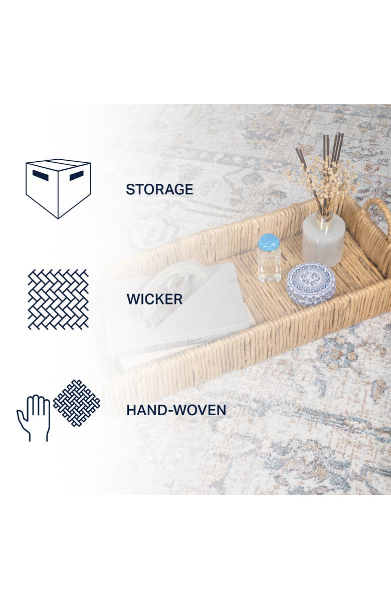 HAPPIMESS Anika Traditional Southwestern Hand-Woven Abaca Tray with Handles, Alternate, color, Natural