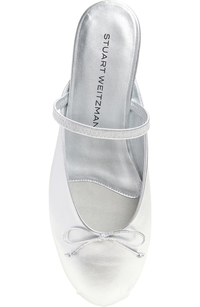Stuart Weitzman Prima Bow Ballet Mule, Alternate, color, Silver