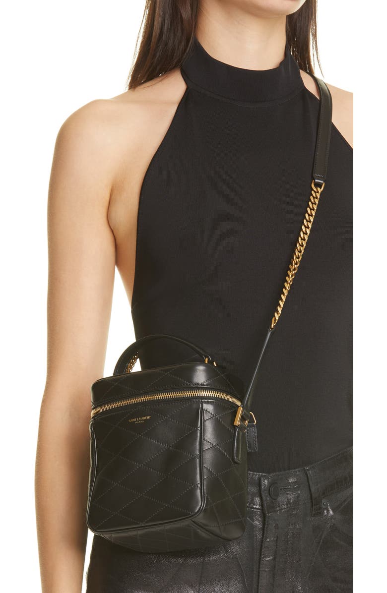 Saint Laurent Vanity Case Quilted Leather Top Handle Bag, Alternate, color,