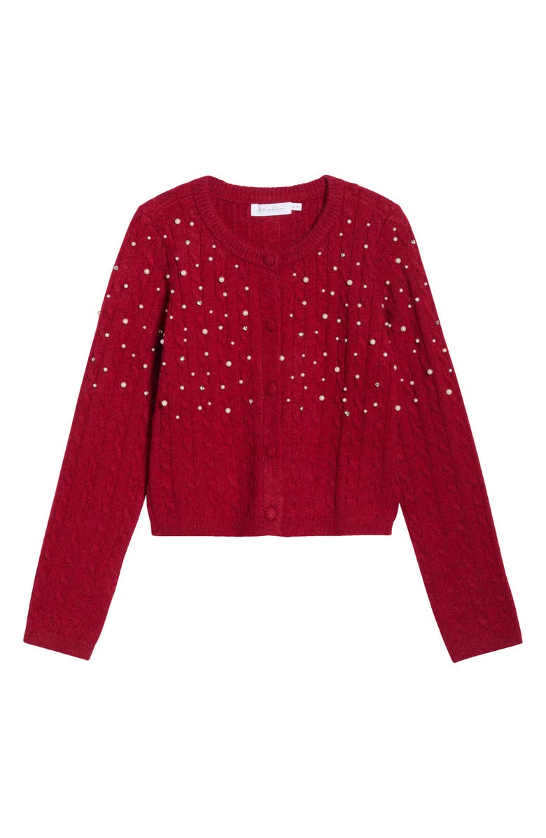 All in Favor Faux Pearl Embellished Sweater, Alternate, color, Red