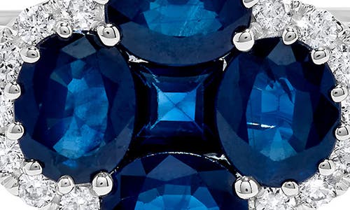 H.j. Namdar Stone & Diamond Clover Ring In White Gold/blue
