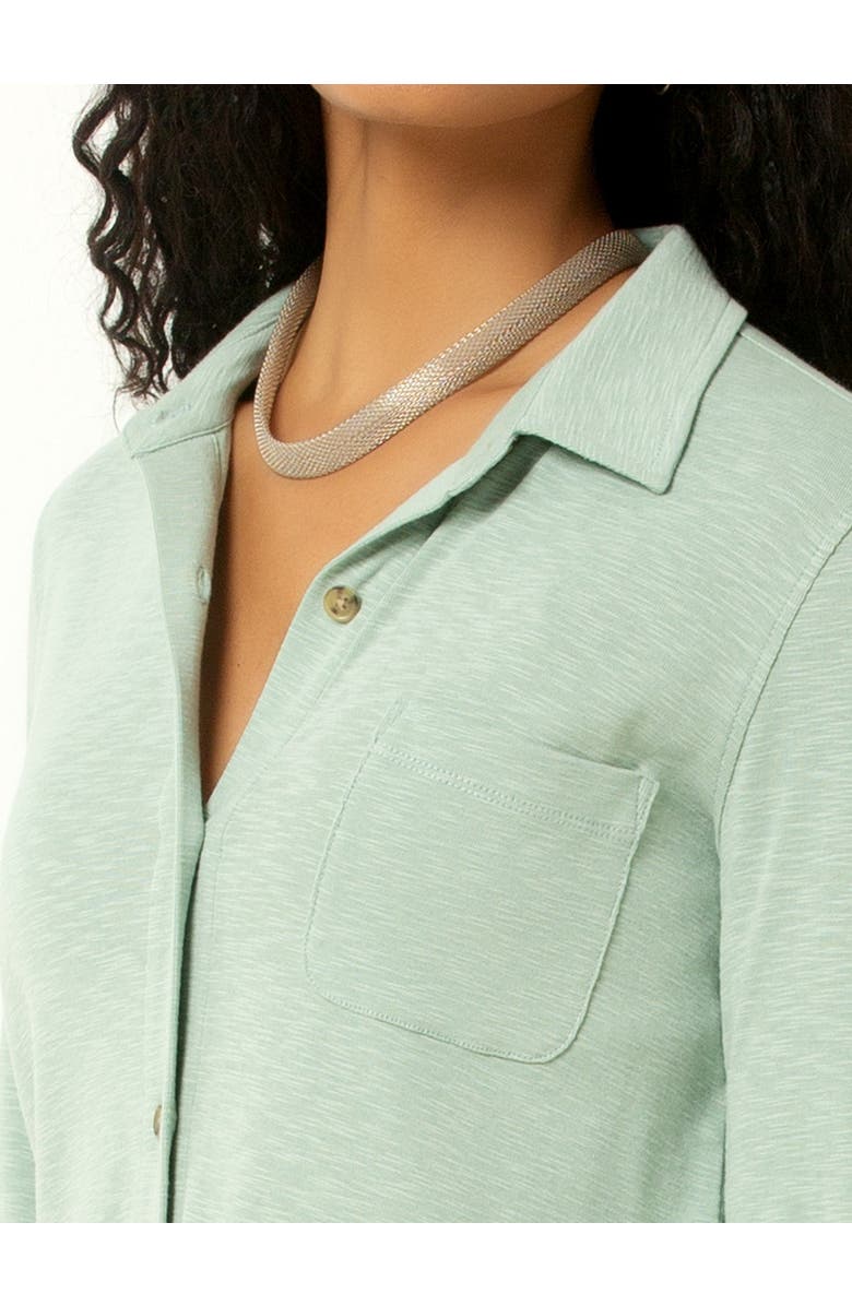 Single Stitch Knit Button-Up Shirt, Alternate, color, Hunter Green