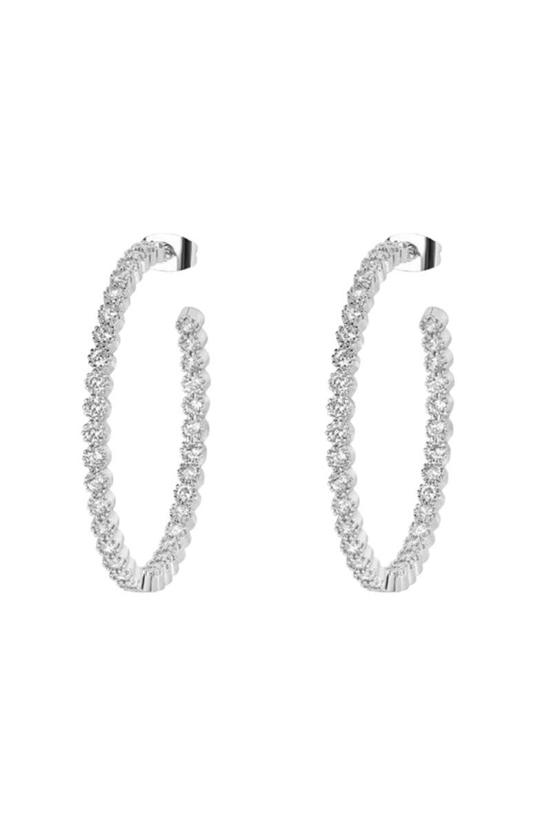 DLORIA Crystal Hoop Earrings, Main, color, Silver