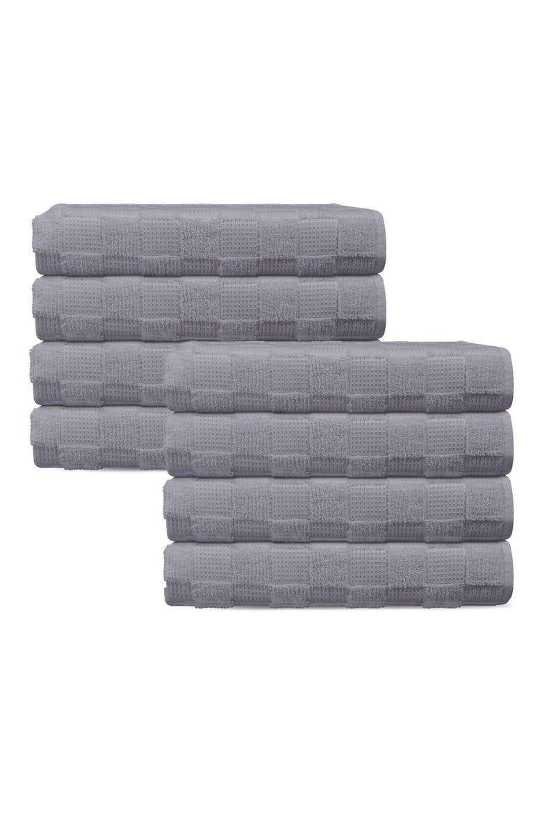 Waffle Terry 8-Piece Turkish Cotton Hand Towels, Main, color, SILVER