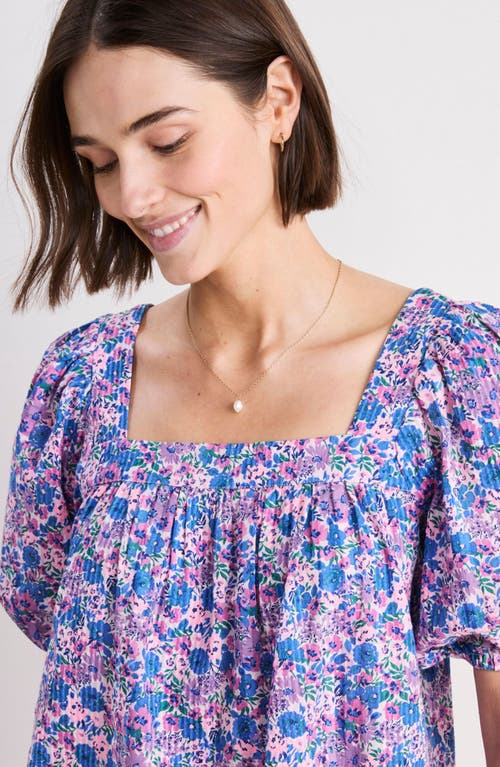 Vineyard Vines Short Sleeve Cotton Seersucker Top In Helen Floral Sm