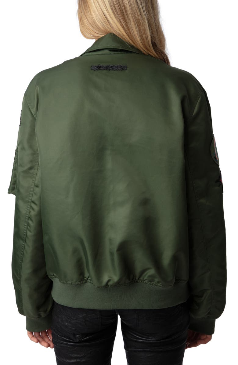 Zadig & Voltaire Bolid Logo Patch Flight Jacket, Alternate, color,