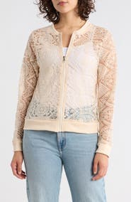 Forgotten Grace Crochet Mesh Zip-Up Jacket