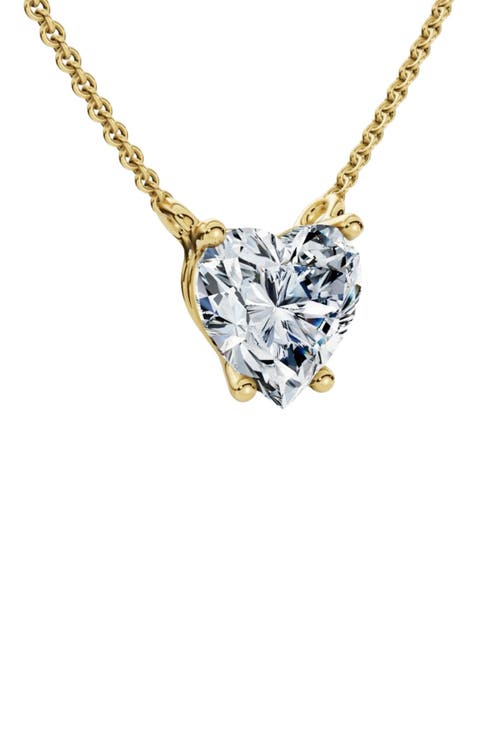 1Ct Heart Shape Diamond Solitaire Diamond Pendant 14k Gold Necklace Lab Grown