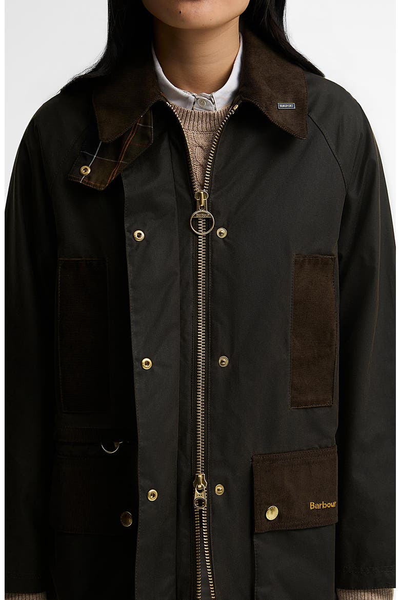 Icons Modern Beaufort Waxed Cotton Jacket, Alternate, color, OLIVE/ CLASSIC