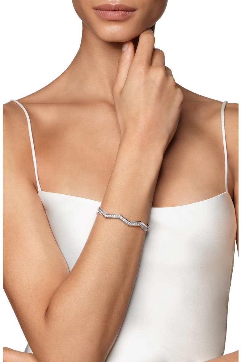 Stax Zig Zag Cuff Bracelet in Sterling Silver with Diamonds, 5mm, Alternate, color, STERLING SILVER